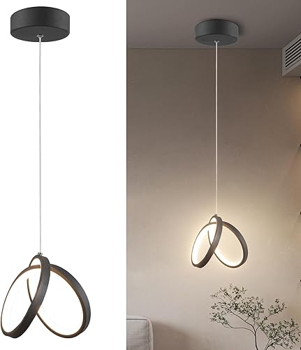 Iluminación colgante moderna de isla, con control remoto regulable y aplicación de lámpara Samrt, lámpara de techo negra colgante ajustable, para