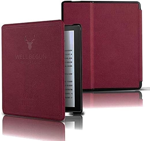 ProElite Deer Flip case Cover for Amazon Kindle Oasis 9th Gen & 10th Gen [Wine Red]