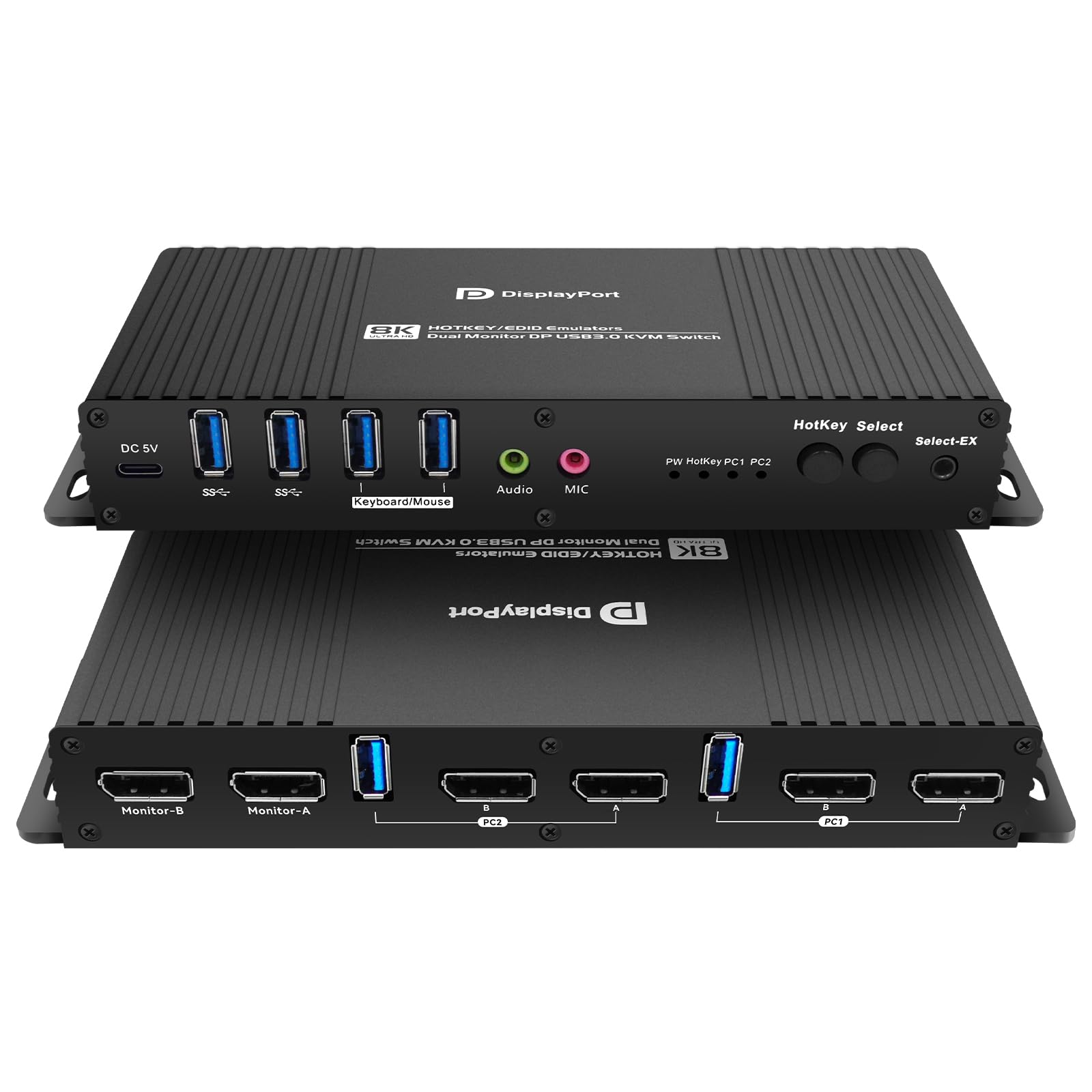 Kvm Switch Displayport EDID 2 Monitors 2 Computers 4K 144Hz 