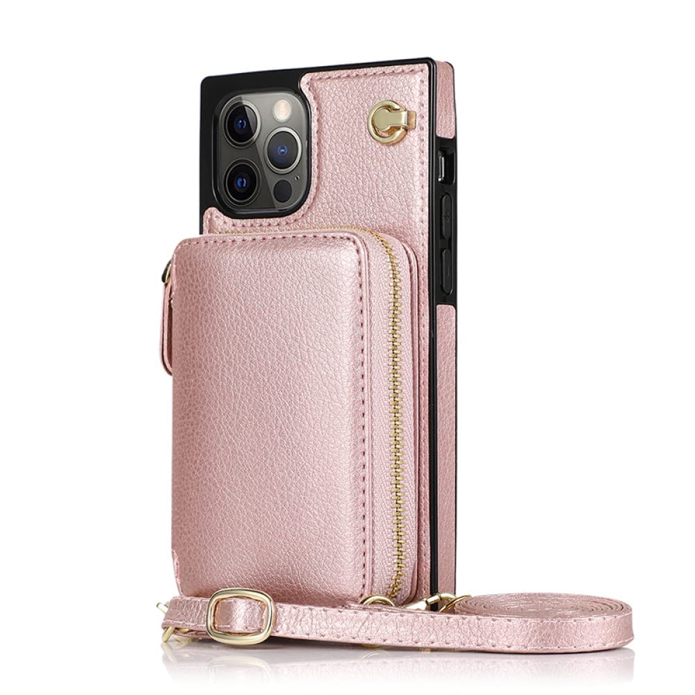 Étui Portefeuille pour iPhone 6 7 8 SE 2020 6P 7P 8P X XR XS Max 11 12 13 Pro Max Porte-Cartes de Couleur Unie pour iPhone 6, Or Rose, pour iPhone 6