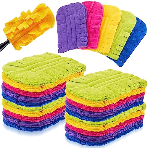 Image of Zubebe 40 Pcs Reusable Duster Refills Fleece,Dark Color | Soft Polyester Fiber Flat Duster Refill Multi Surface Washable Cleaning Pad Tools for Home, Blinds, Car, Pet, Furniture, Fans