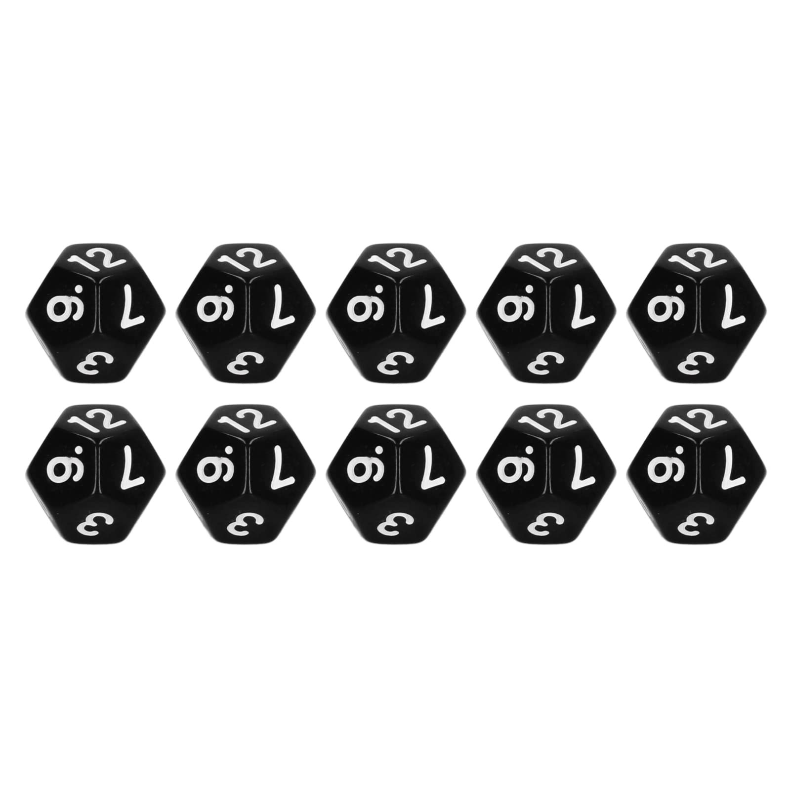 Nunz Polyhedral Dice Set, Large Number Plastic Waterproof 12 Sided Dice for Education (Black)