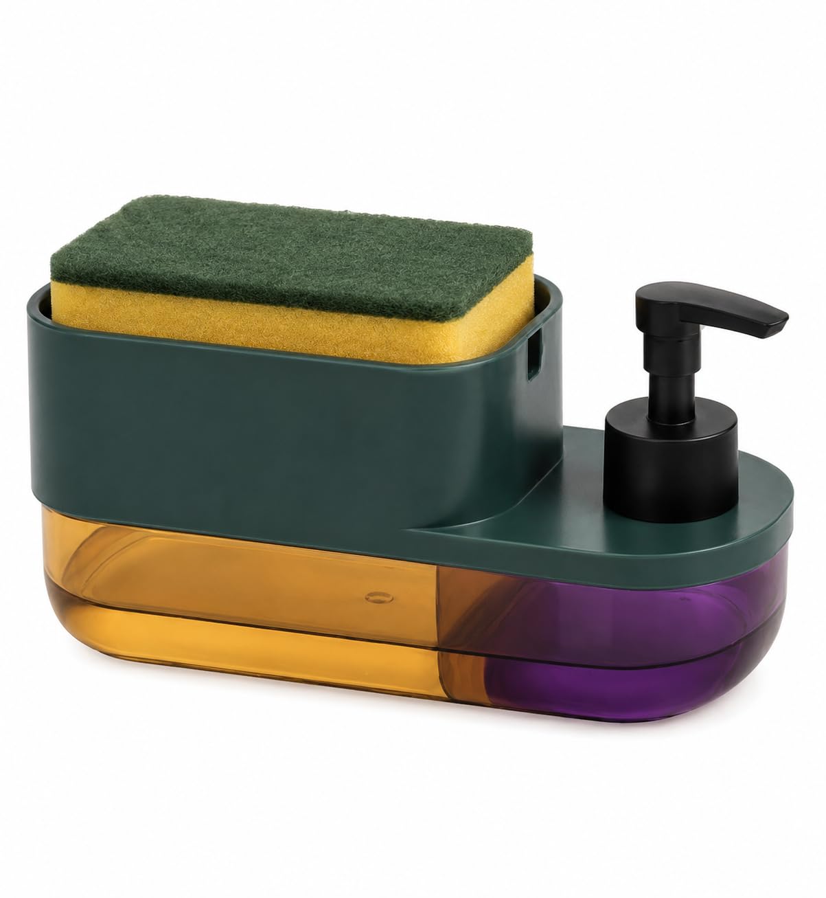 Kalka&Company 3-in-1 Soap Pump Dispenser with Sponge Holder | ABS Plastic Liquid Dish Soap Dispenser for Kitchen Sink Countertop | Soap Pump, Sponge Storage & Drip Tray Organizer-image-42