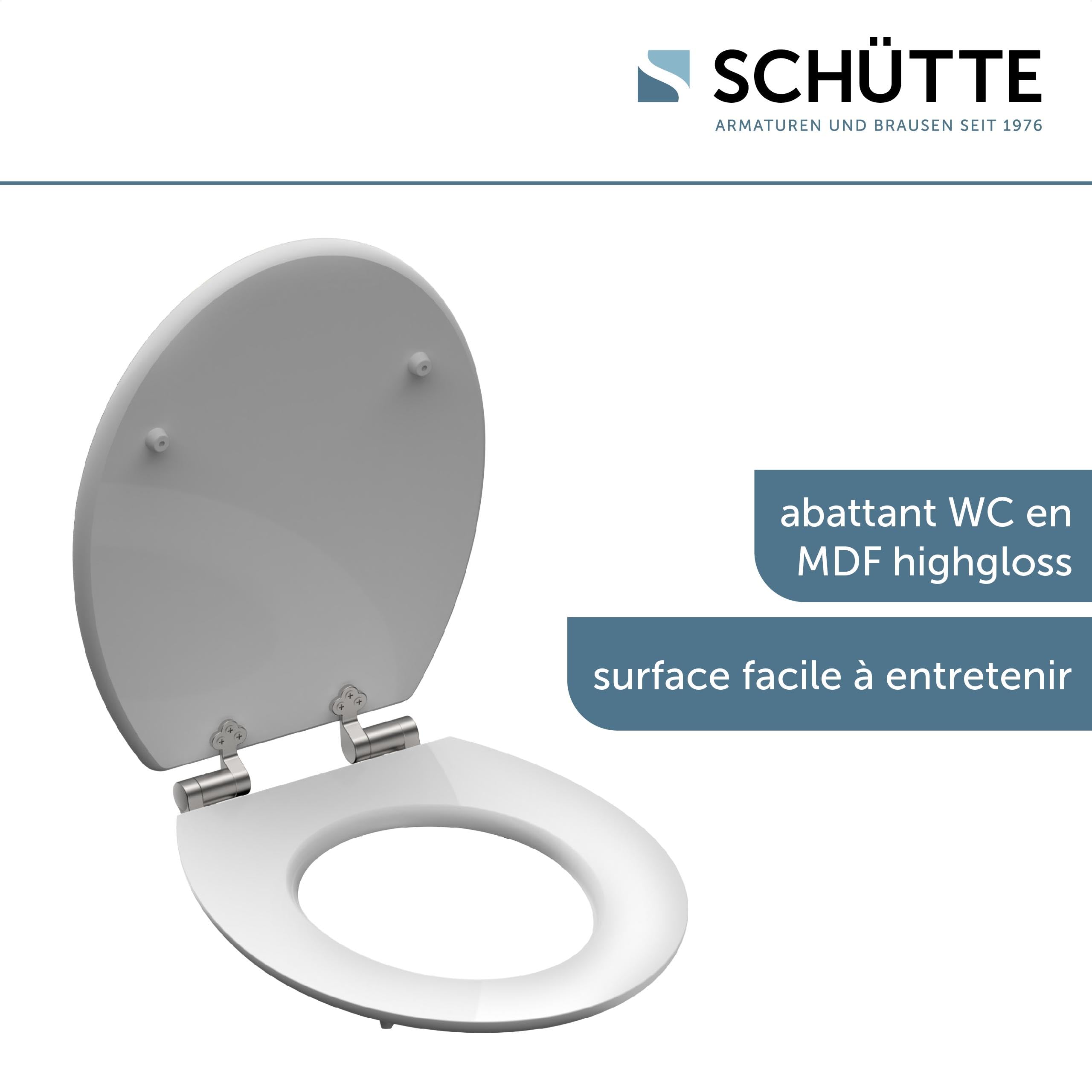 Schütte ASIA 80521, Abattant WC HIGH GLOSS avec noyau en bois (MDF) et système d'abaissement automatique, compatible avec la majorité des cuvettes WC, motif
