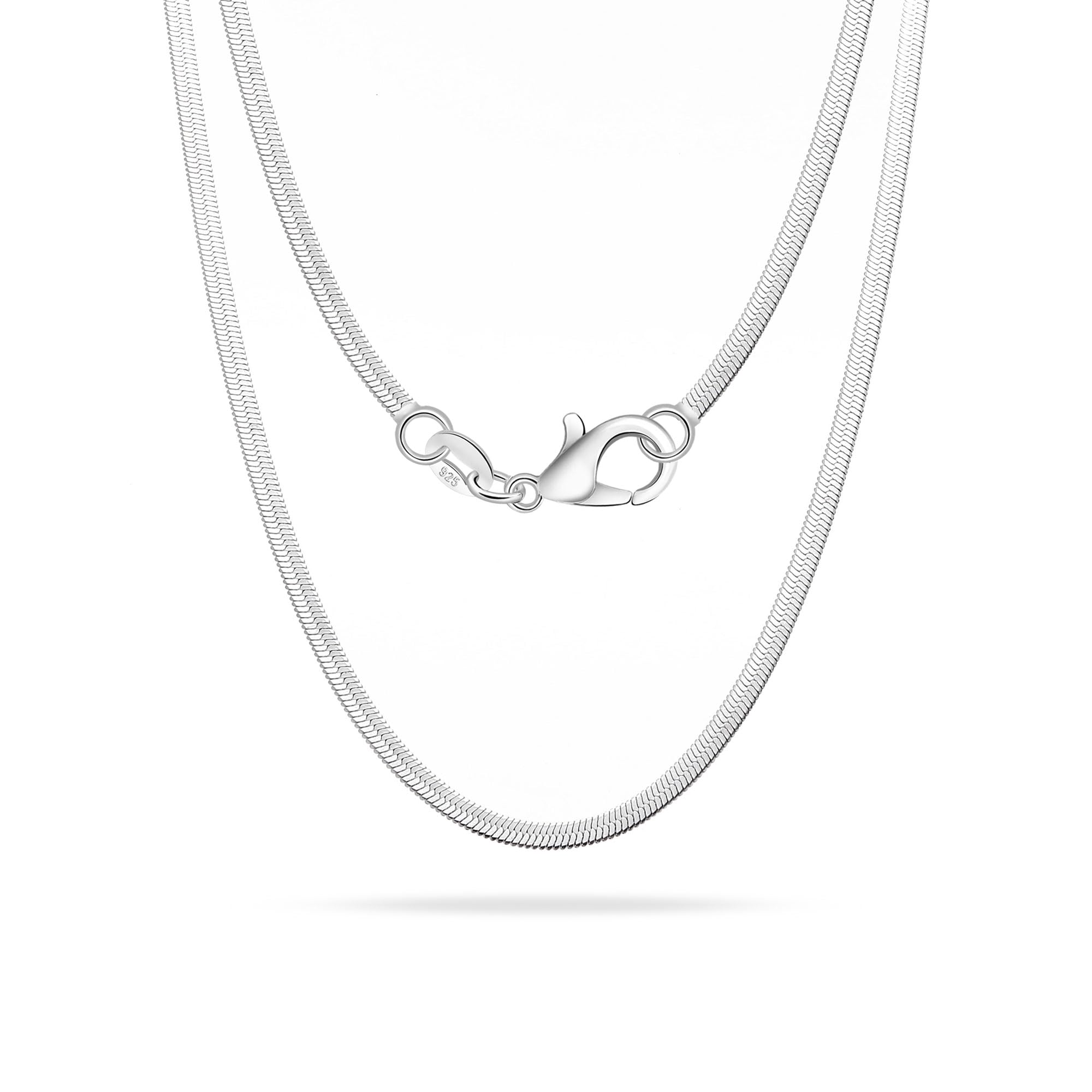 Casxyue S925 Silber Kette Halskette Für Damen Mädchen Ohne Anhänger Kettenbox/O-Kette/Kubanische Kette/Schlangenkette/Flache Kette 40 45 50 55 60 65 70 75 cm