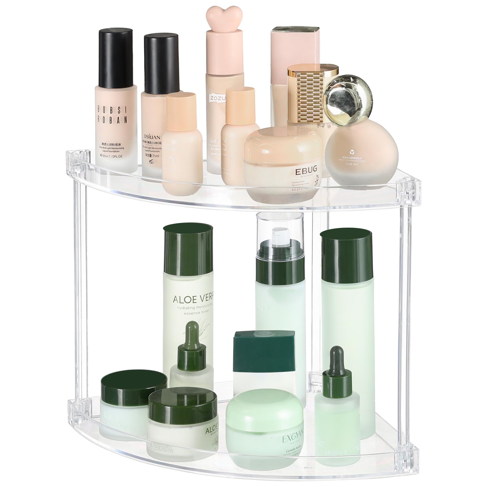 Yieach 2 Tier Corner Bathroom Counter Organizer Clear Bathroom Organizers and Storage Acrylic Bathroom Counter Shelf and Perfume