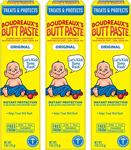 Image of Boudreaux's Butt Paste Original Diaper Rash Cream, Ointment for Baby, 4 oz Tube, 3 Pack