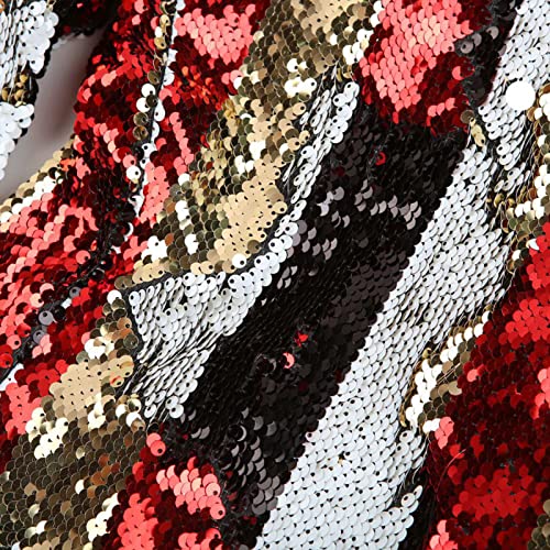 Sakko Herren Slim Fit Leichte Glitzer Sakko Silvester Party Kleidung Knöpfe Anzugjacke Anzug Jacke Stilvolle Smoking für Business Hochzeit Freizeit,A,XL(44R) – Bild 6