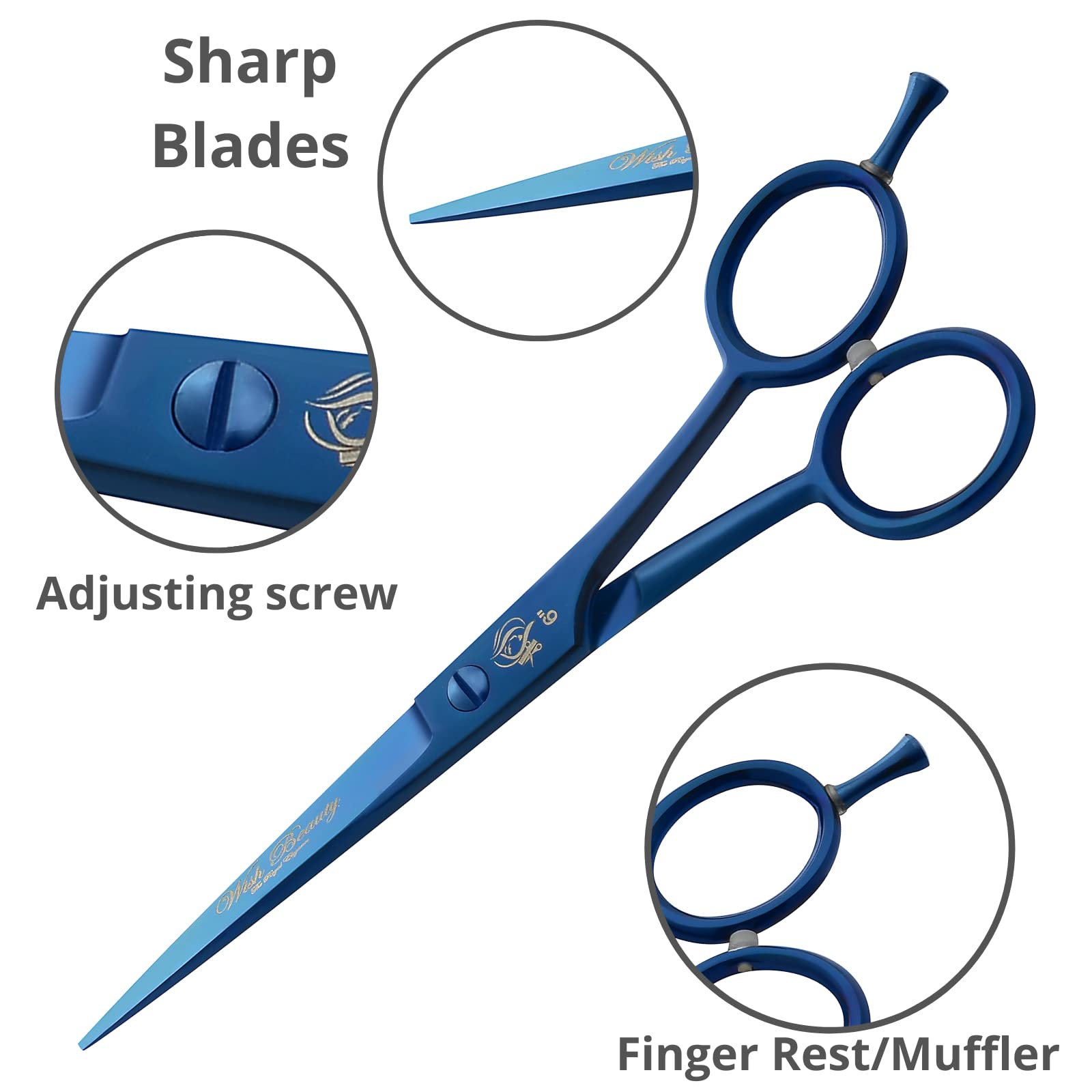 Wishbeauty Hairdressing Barber Hair Scissor for Professional Hairdressers Barbers Stainless Steel (6 inches) Hair Cutting Shears - Image 3