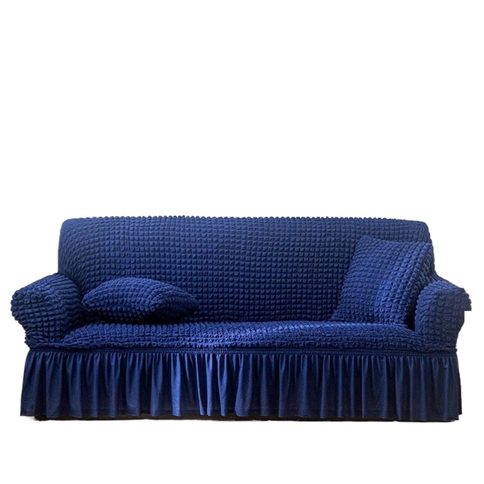 SUBLXPoten Sofa Cover with Skirt Bubble Sofa Cover Skirt All-inclusive Fabric Elastic Lazy Universal(Color 3,145-185cm 1pc)