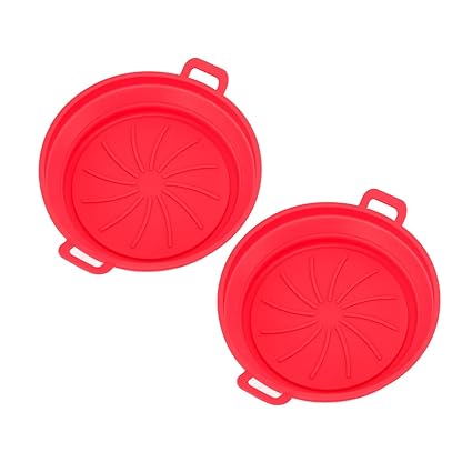 Generic Fryer Silicone Pot, Dishwasher Safe Replacement Parts 2 PCS Fryer Silicone Basket for Kitchen (Red)