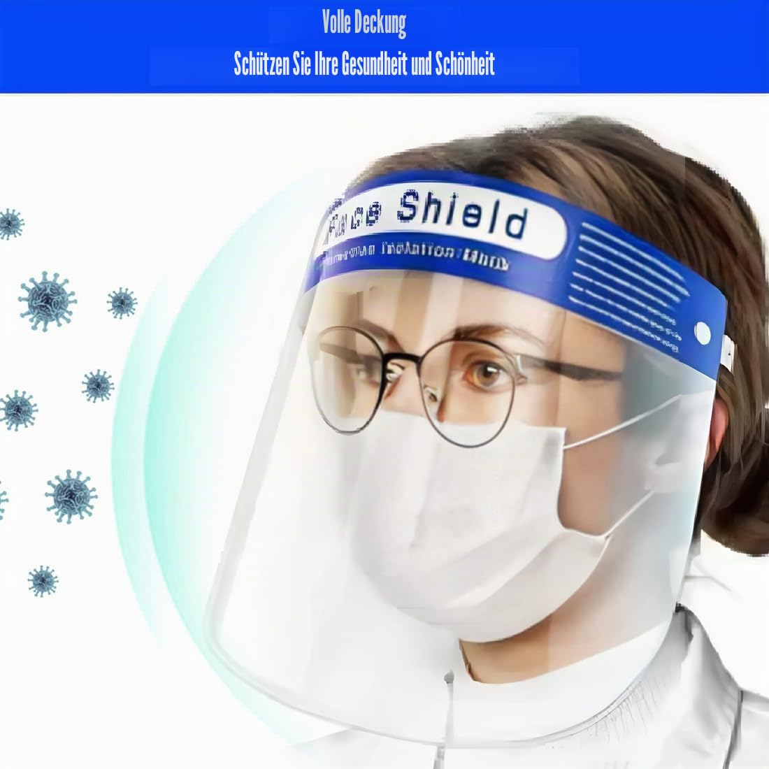 NHQZ 2 Stück Gesichtsschutz-Schirm Face Shield Gesichtsschutz-Schirm Augenschutz Spuckschutz Face-Shield Schutzschild Gesichtsschirm