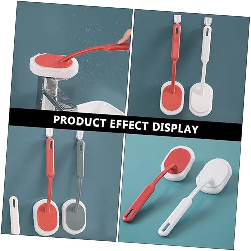 Miniatura 3 de LALAFINA 4pcs mango largo Spong fregona esponja cepillo baño tazón cepillo limpieza mango baño piso cepillo ventana soporte pp