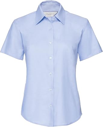 Russell Collection Ladies/Womens Short Sleeve Easy Care Oxford Shirt XL Oxford Blue