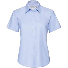 Russell Collection Ladies/Womens Short Sleeve Easy Care Oxford Shirt XL Oxford Blue