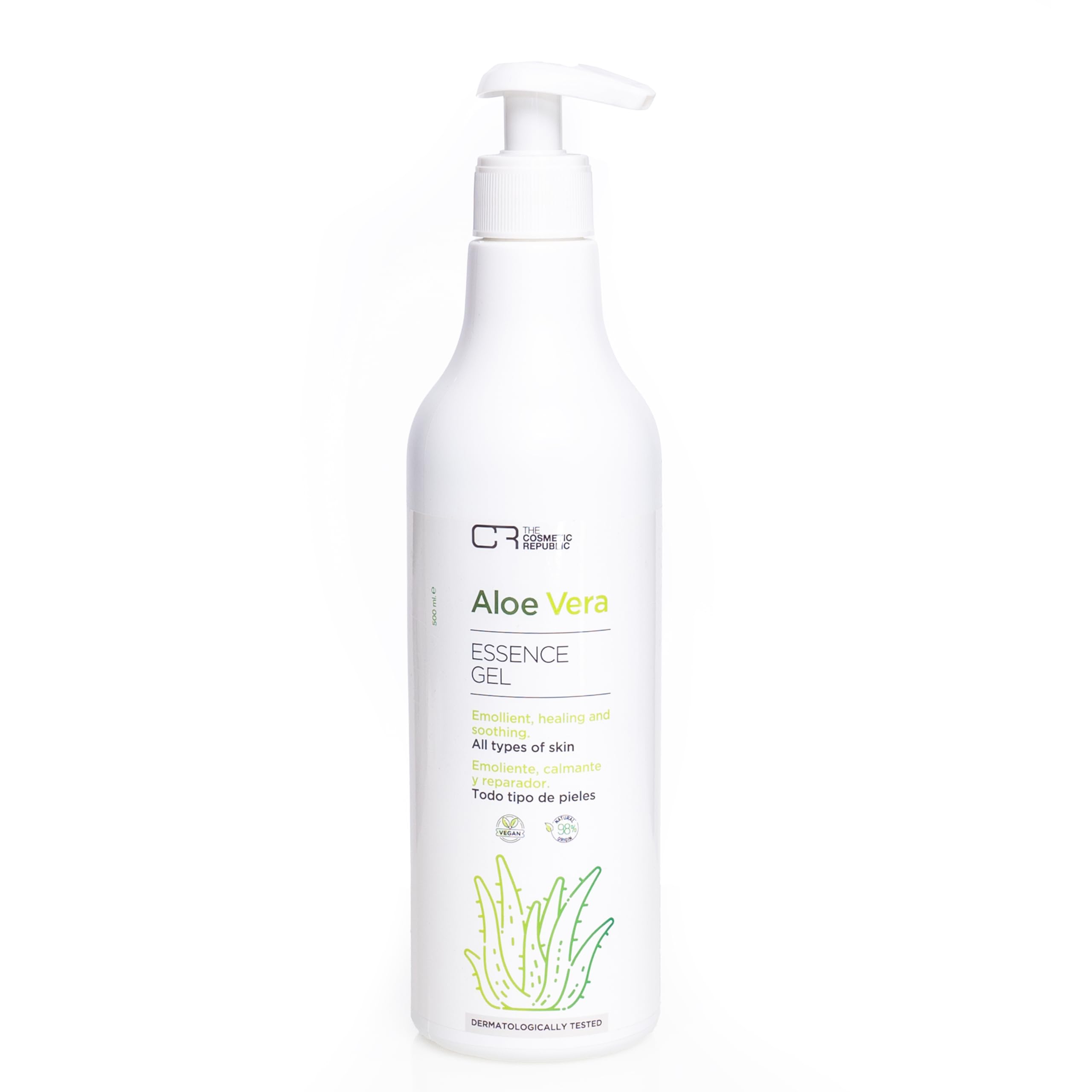The Cosmetic Republic Aloe Botella Essence Gel 500ml Skin Moisturizer for Sunburned Delicate Skin, Natural, Pure Aloe Vera