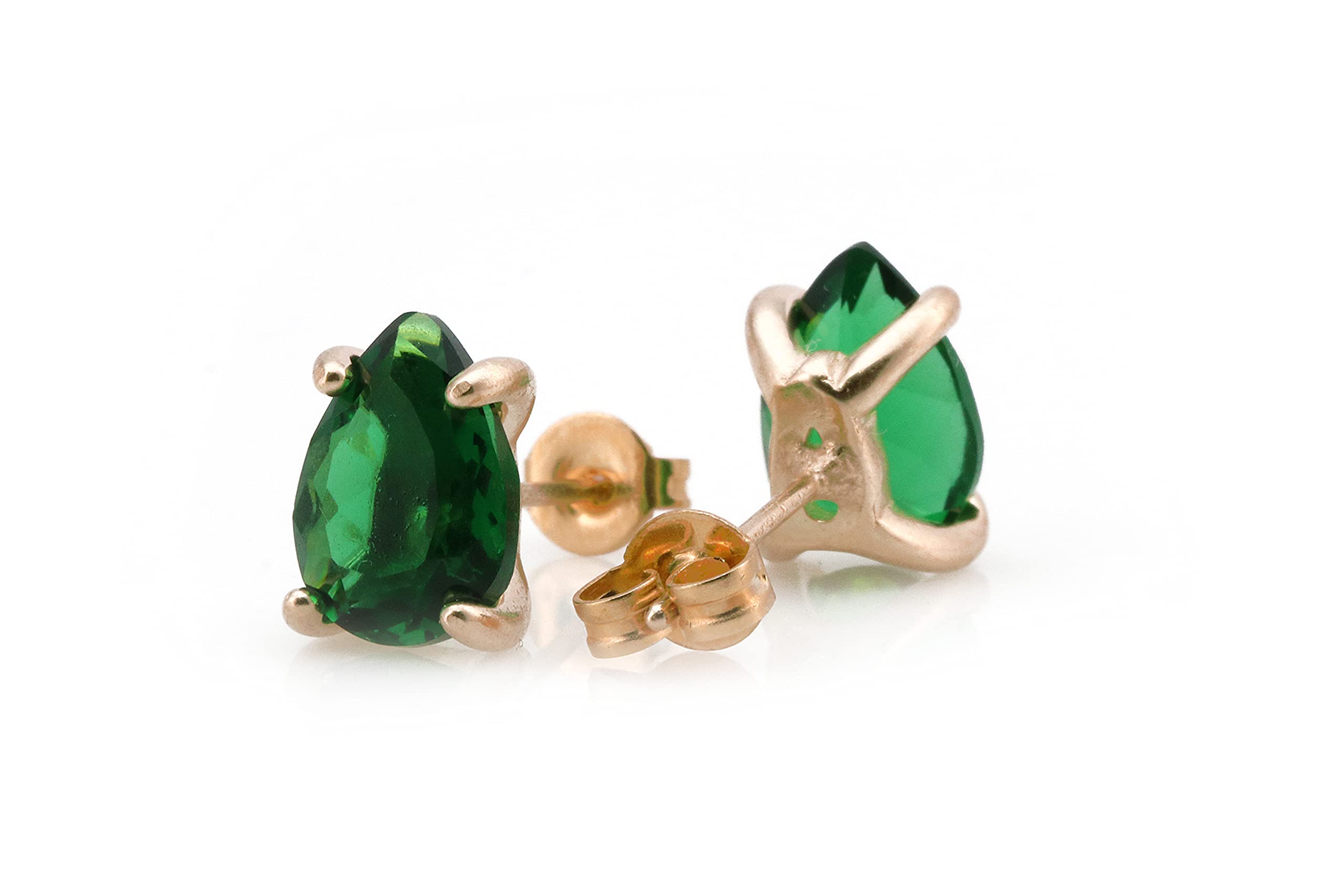 Delicati Orecchini Perno Smeraldo - Orecchini a Pera in Oro 14k, Orecchini alla Moda, Orecchini Carini - Gioielli Fatti a Mano con Pietre Nascenti per Matrimonio, Regalo, Orecchini per Tutti i Giorni
