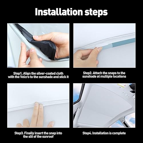 Miniatura 7 de YONZEE Parasol de techo para Tesla modelo Y, parasol de vidrio para tragaluz de techo no se hunde, protección solar plegable, cubierta de