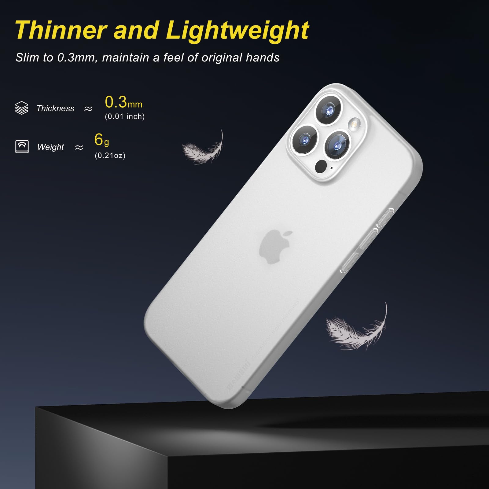 memumi 0.3mm Ultra Slim Case for iPhone 16 Pro, Matte Finish Case with Full Camera Protection - Image 2