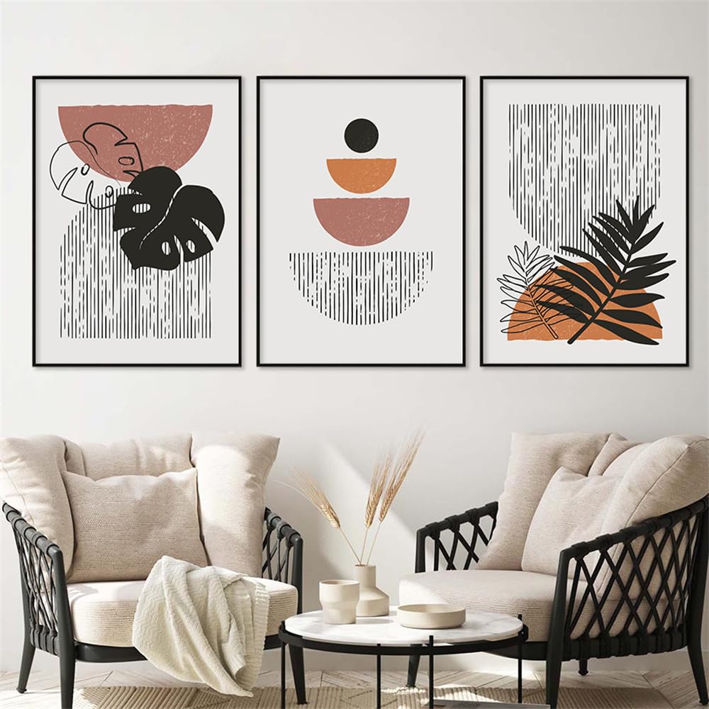 WBYZAC Botanical Posters-Abstract Geometric Line Leaves Boho Posters Canvas Painting Wall Art Print Pictures for Bedroom Living Room Bedroom Kitchen Home Decor-60 * 80cm*3PCS (No Frame)