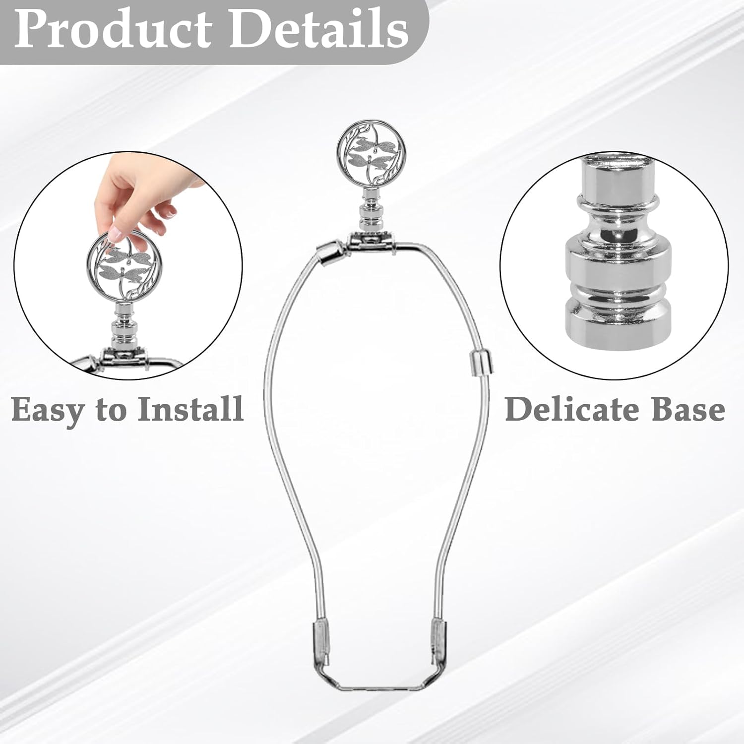 1Pcs Lamp Finial Cap Knob, Double Dragonflies Designs Hollowing Out Treatment Decoration for Lamp Shade (Sliver)