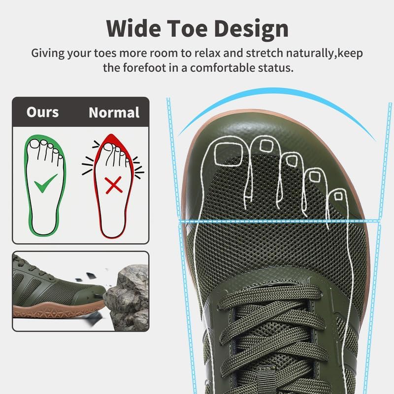 ziitop Barefoot Shoes Men Sneakers Casual Wide Toe Box Running Footwear Zero Drop Tennis Minimalist Walking Grounding Shoes for Gym Workout Weightlifting Hiking Cross Training Trail Climbing