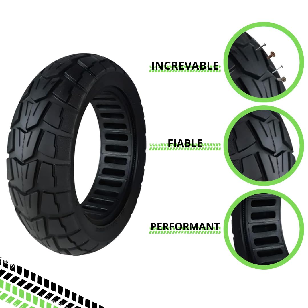 iMobile Pneu Plein Anti-Crevaison 10x2.75-6.5 Pouces compatible pour Trottinette Électrique Urbanglide Ecross Pro & Max | Semi-Offroad, Pour Roues Avant et Arrière