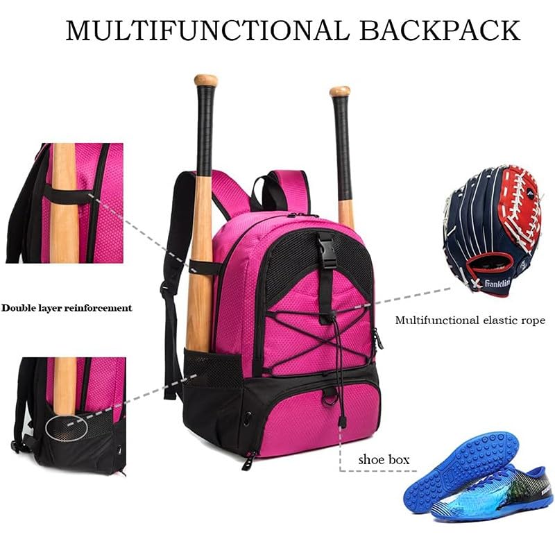 Splendrive Baseball Softball Equipment Bag with Fence Hook and Shoe Compartment T-Ball Travel Soccer Bag Basketball Backpack Options