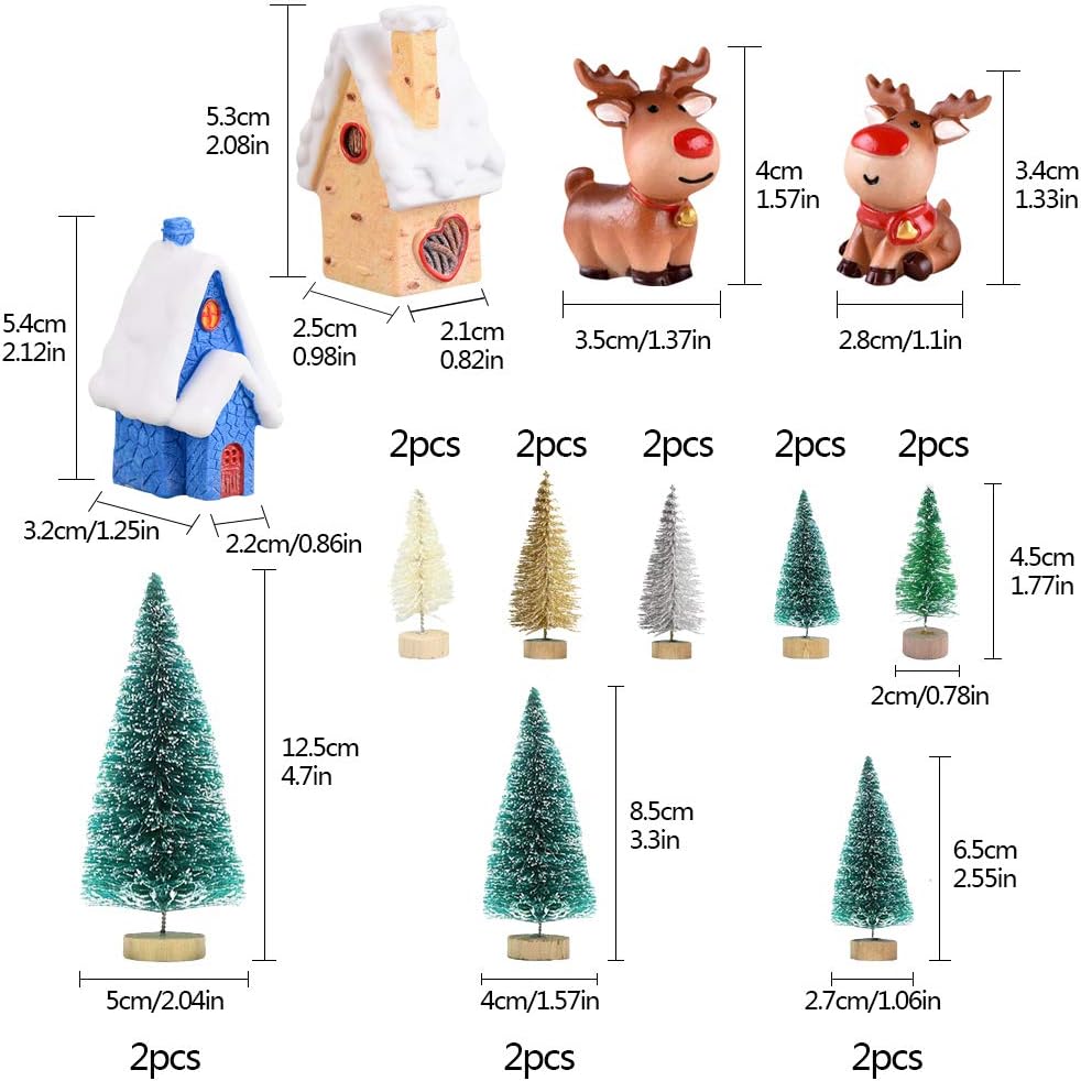 Feelava Miniature Ornament Kits 30 Pcs Mini Xmas Style Figurines Santa Claus Christmas Tree Snowman Reindeer Cute Cartoon Decor for Home Garden Party Decor Desktop Decoration - Image 3
