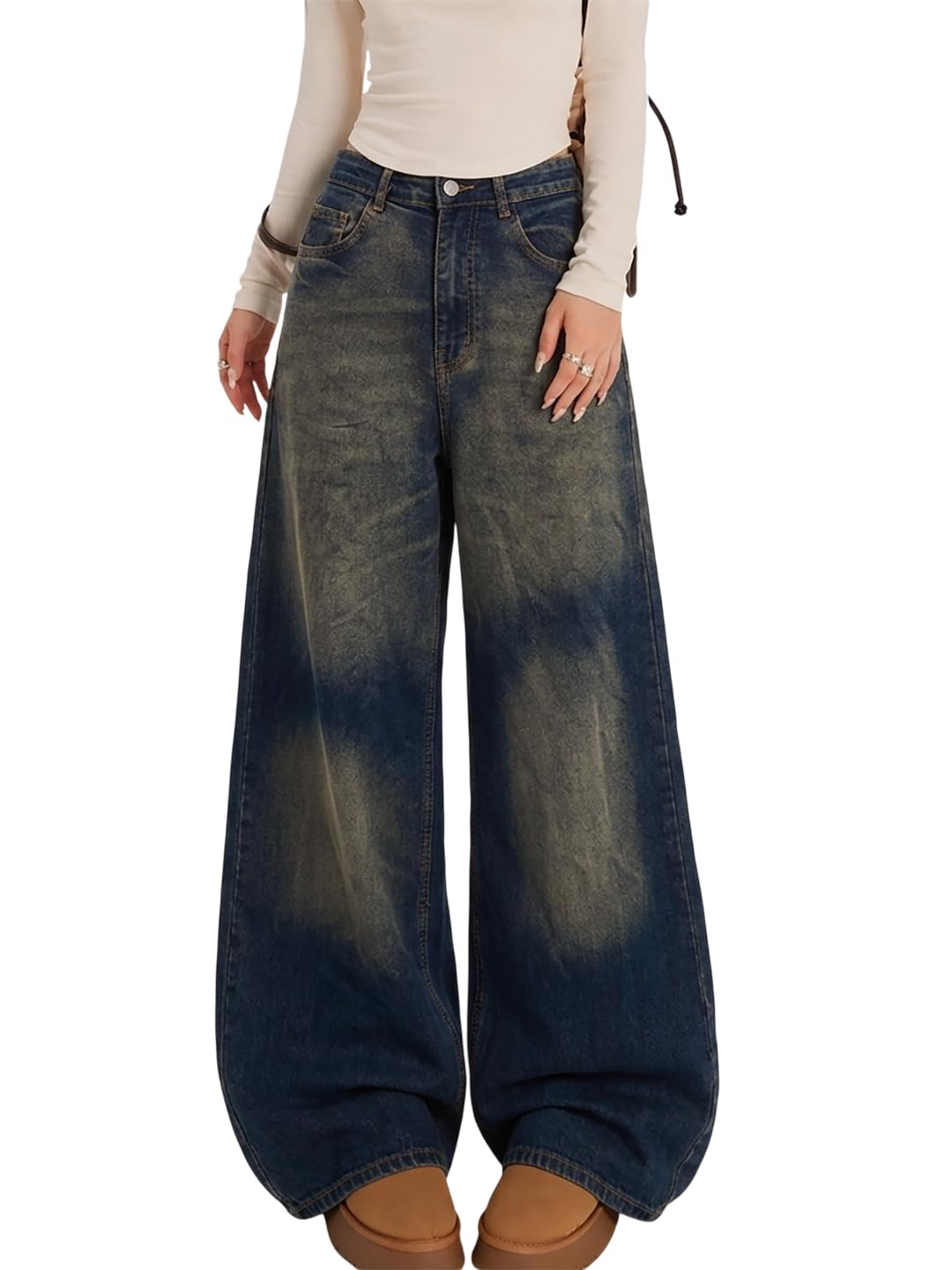 kotty Women’s Grey Wide Leg Denim Jeans | High Rise Relaxed Fit Casual Fashion Jeans-picture-11