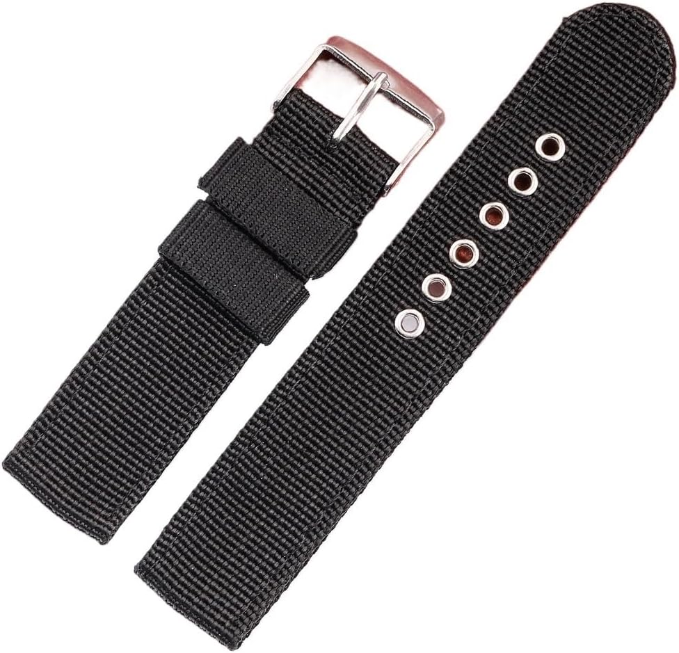 Soft Breathable Nylon Canvas Watch Band Woven Strap Universal Bracelet 18mm 20mm 22mm 24mm for Men Women Sport Watchbands(Brown,24mm)
