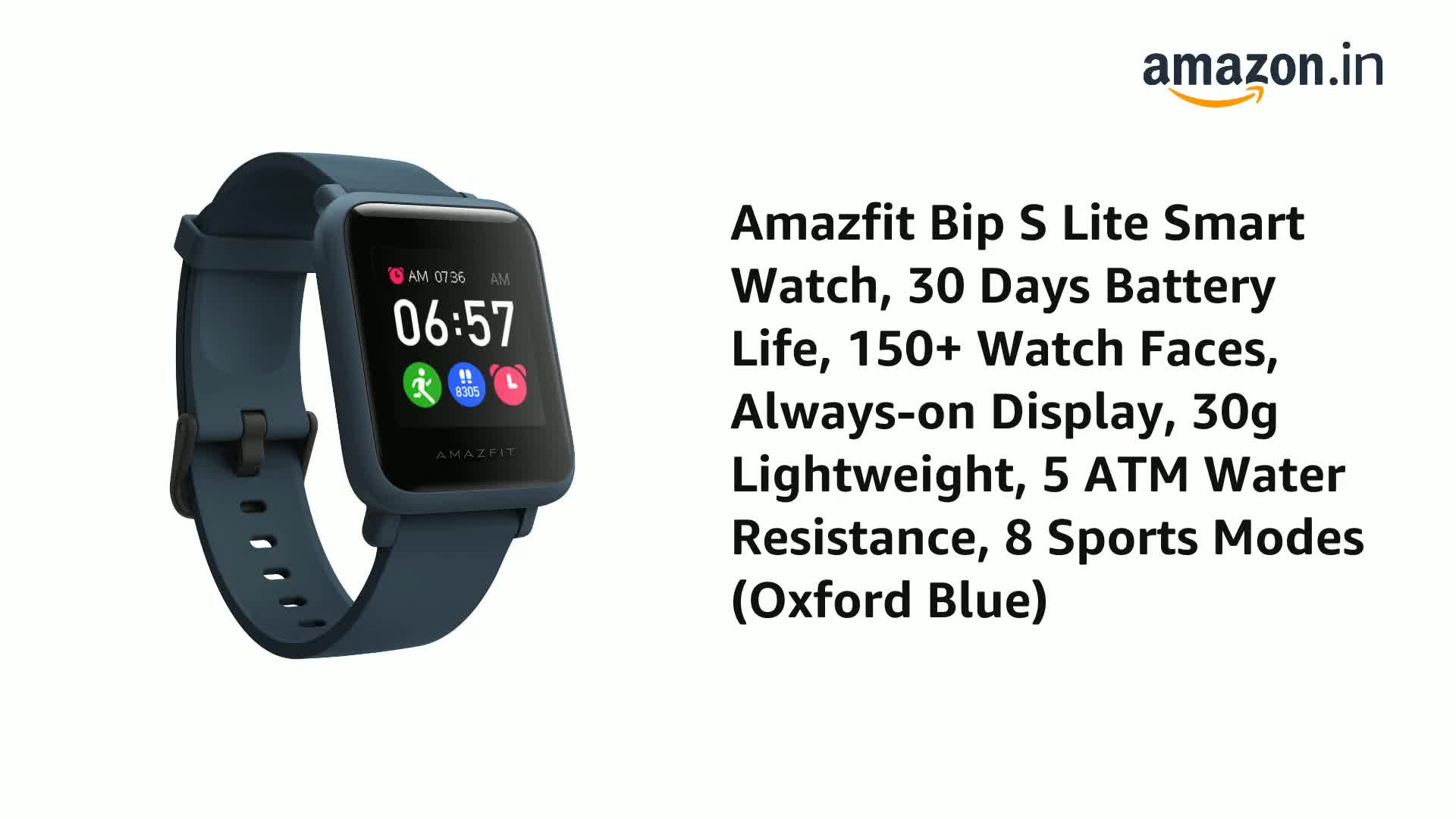 Amazfit Bip S Lite Smart Watch 30 Days Battery Life 150 Watch Faces Always On Display 30g Lightweight 5 Atm Water Resistance 8 Sports Modes Oxford Blue Amazon In Electronics