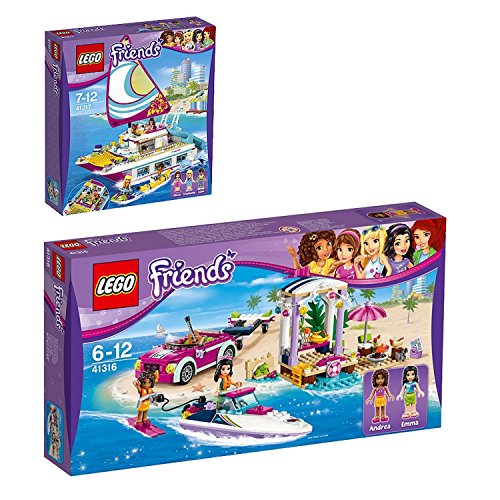 Preisvergleich Produktbild Lego Friends 2er Set 41316 41317 Andreas Rennboot-Transporter + Sonnenschein-Katamaran