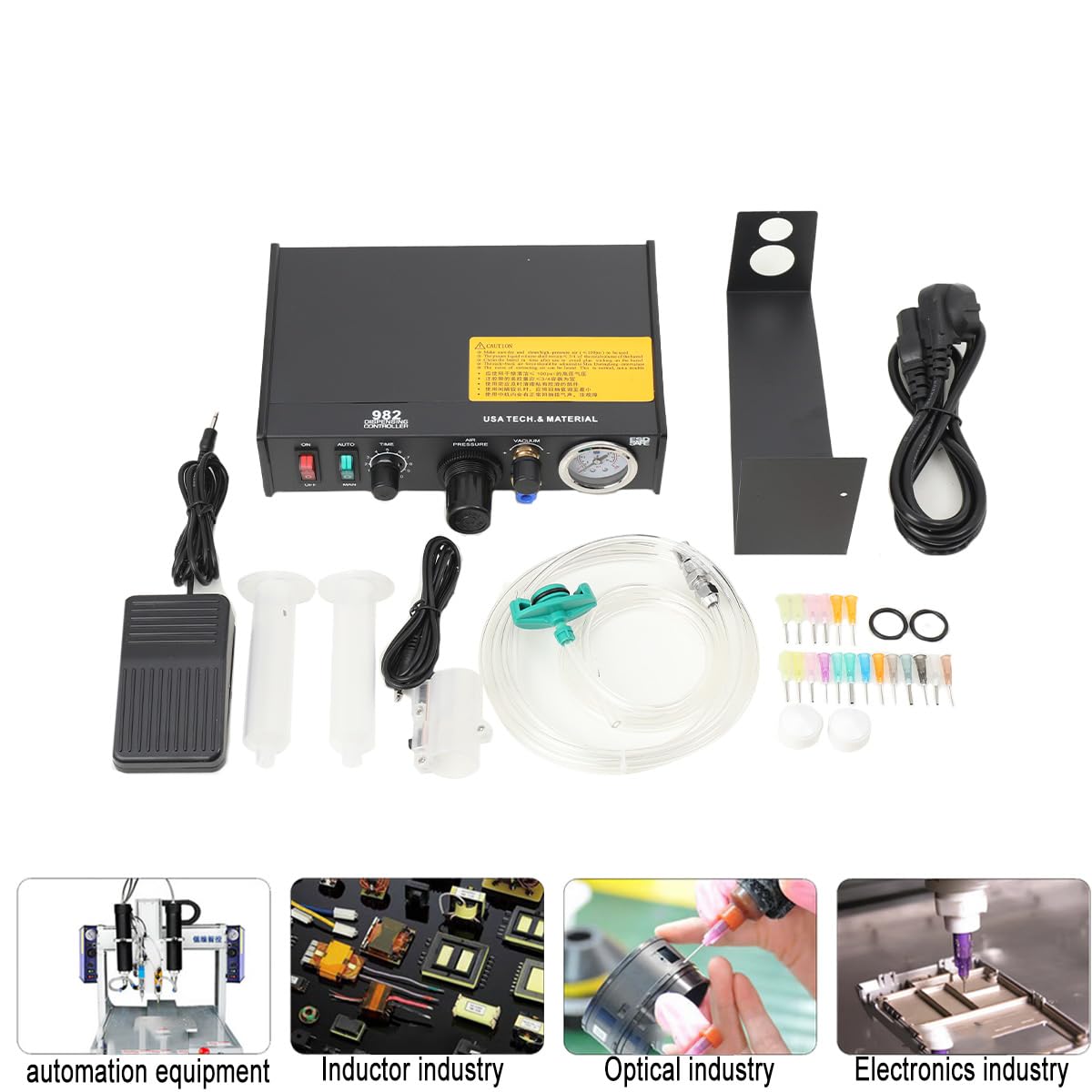 Halbautomatischer Klebstoffspender Digital Display Semi-Automatic Glue Dispenser Klebstoffspender Flüssigklebstoffspender 982 Lotpasten Halbautomatischer/manueller Betrieb (AC220V EU Plug)