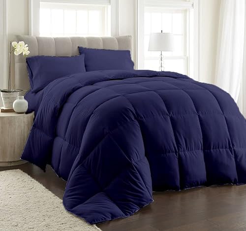 Miniatura 6 de Fitlinen Edredón reversible de 3 piezas para todas las estaciones, 500 GSM, 100% algodón, cálido para invierno, transpirable, edredón alternativo