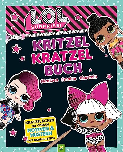 L.O.L. Surprise! Kritzel-Kratzel-Buch mit Bambus-Stick: Kratzflächen mit coolen Motiven & Mustern. Kratzbuch für Kinder ab 4 Jahren