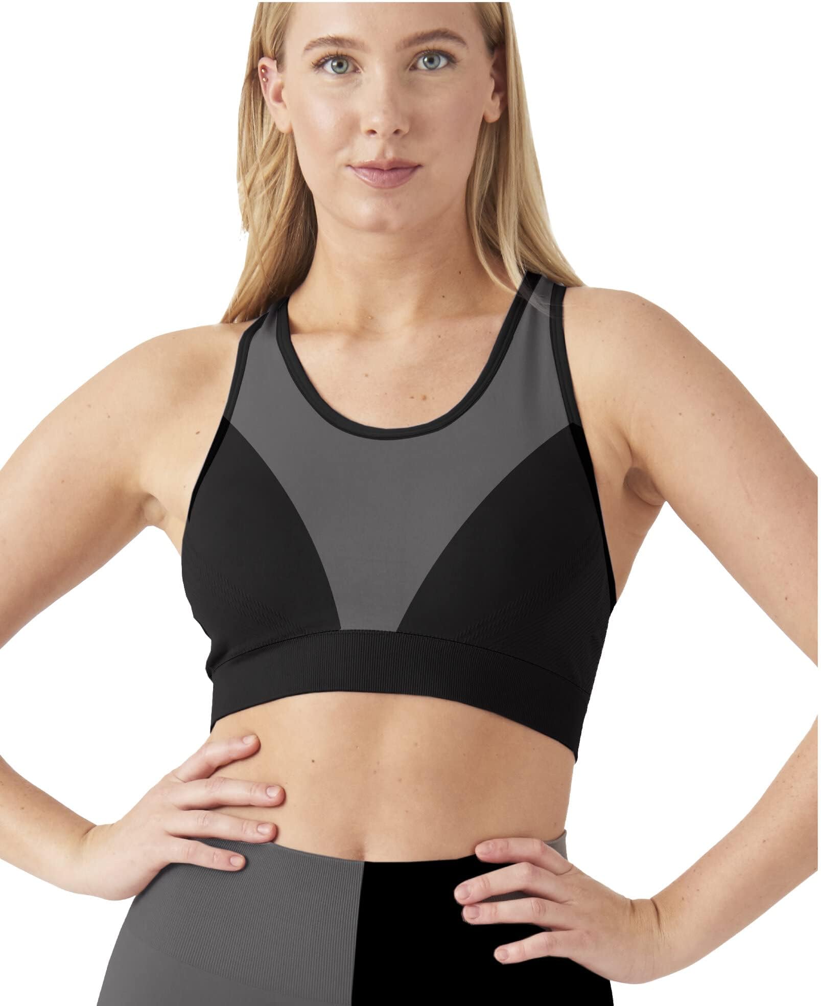 MAXXIMWomen's Color Block Sports Bra Seamless Removable Pads for Gym Workouts, Yoga, Running, Exercise