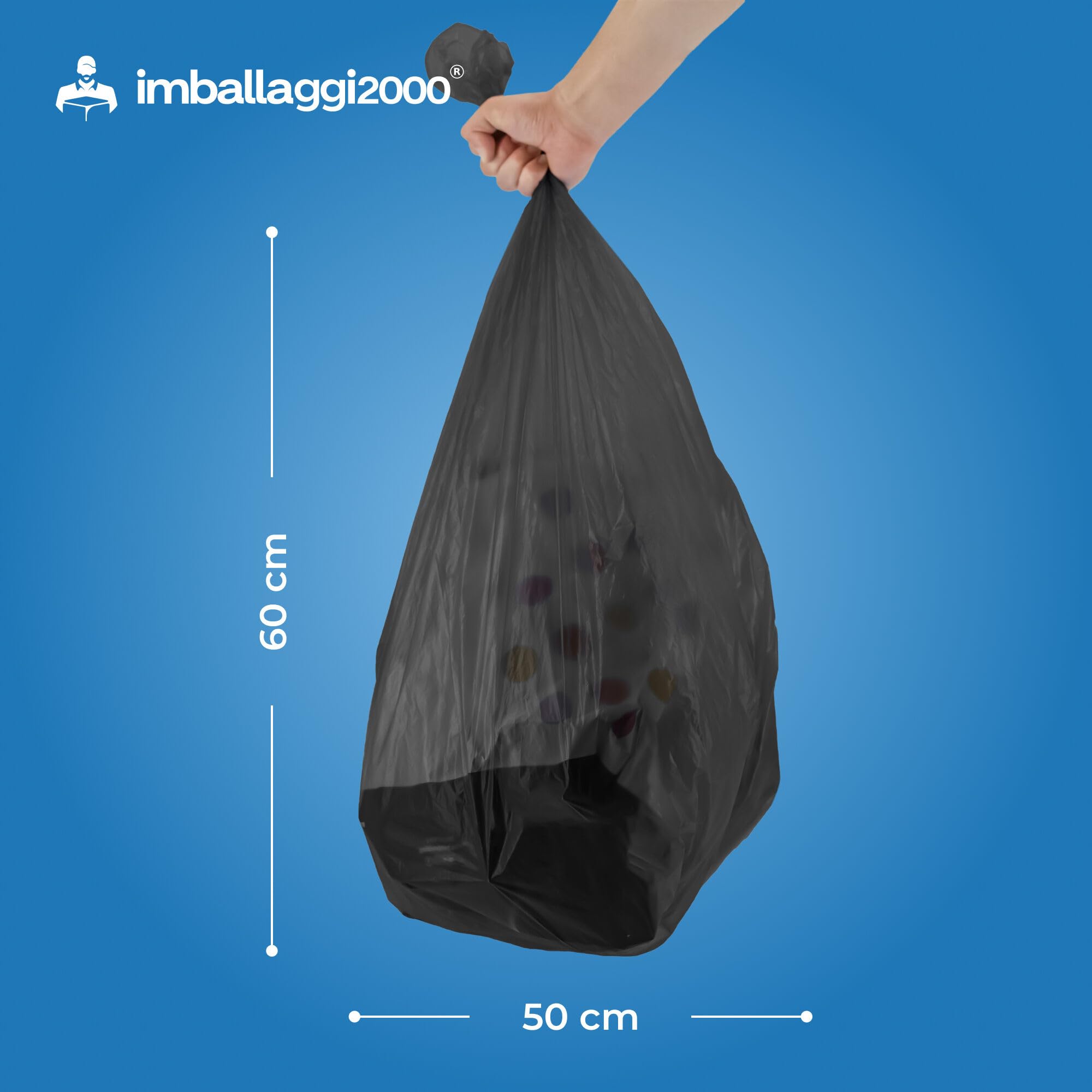 Sacchetti Spazzatura 50x60cm 30L - 5 Rotoli Da 20 Pezzi - Plastica Riciclata Nera Rinforzata - Foto 9