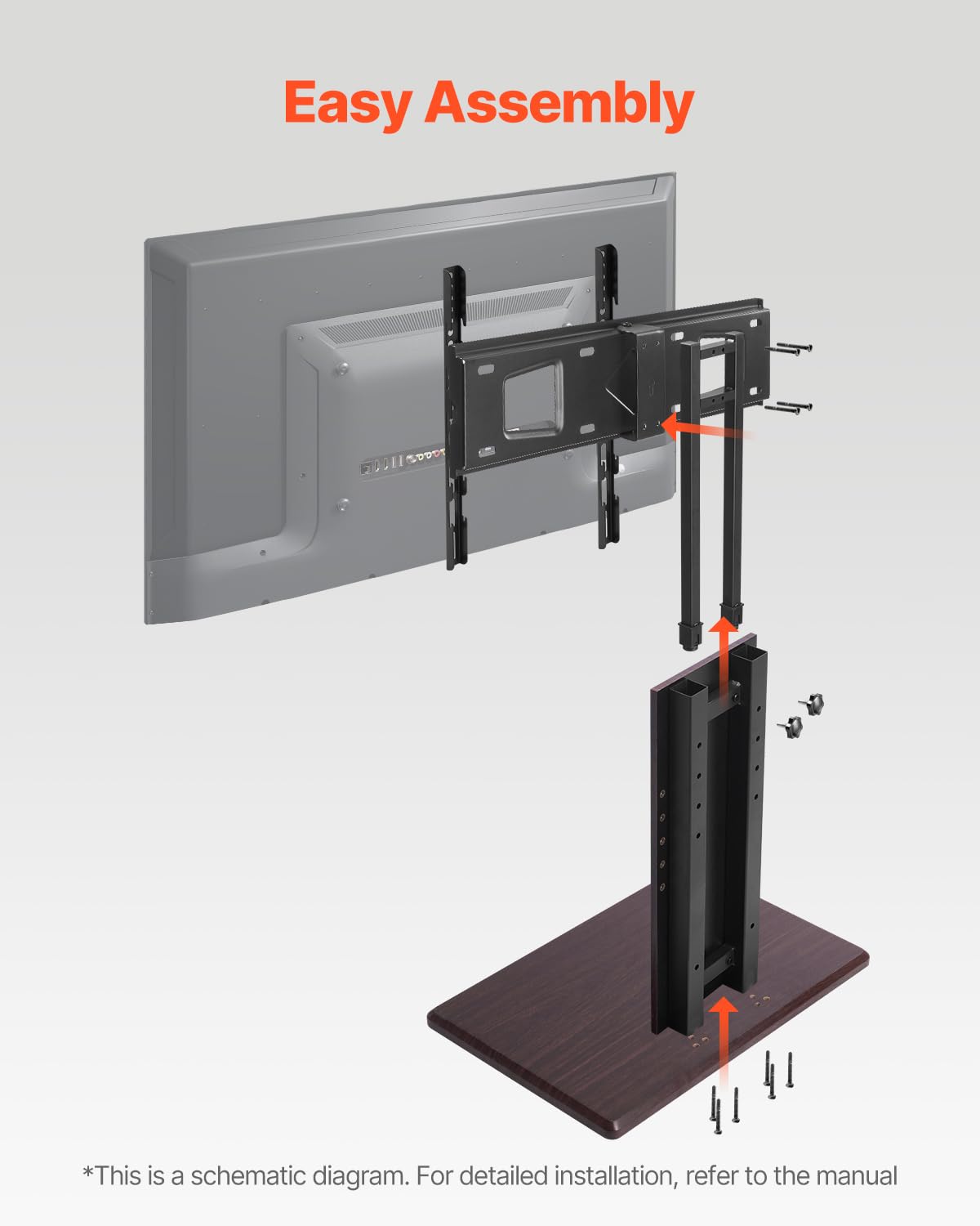 VEVOR Desktop TV-Ständer Fernsehständer für 812,8-1778 mm TVs bis zu 45 kg, ±15° Links-Rechts-Drehung & höhenverstellbare TV-Halterung für Ecke Schlafzimmer Wohnzimmer (max. 600 x 400 mm)
