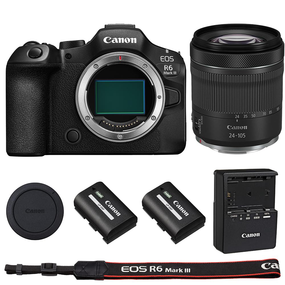 Canon EOS R6 Mark III Mirrorless Camera with 24-105mm f/4-7.1 Lens & Extra Canon LP-E6P Battery