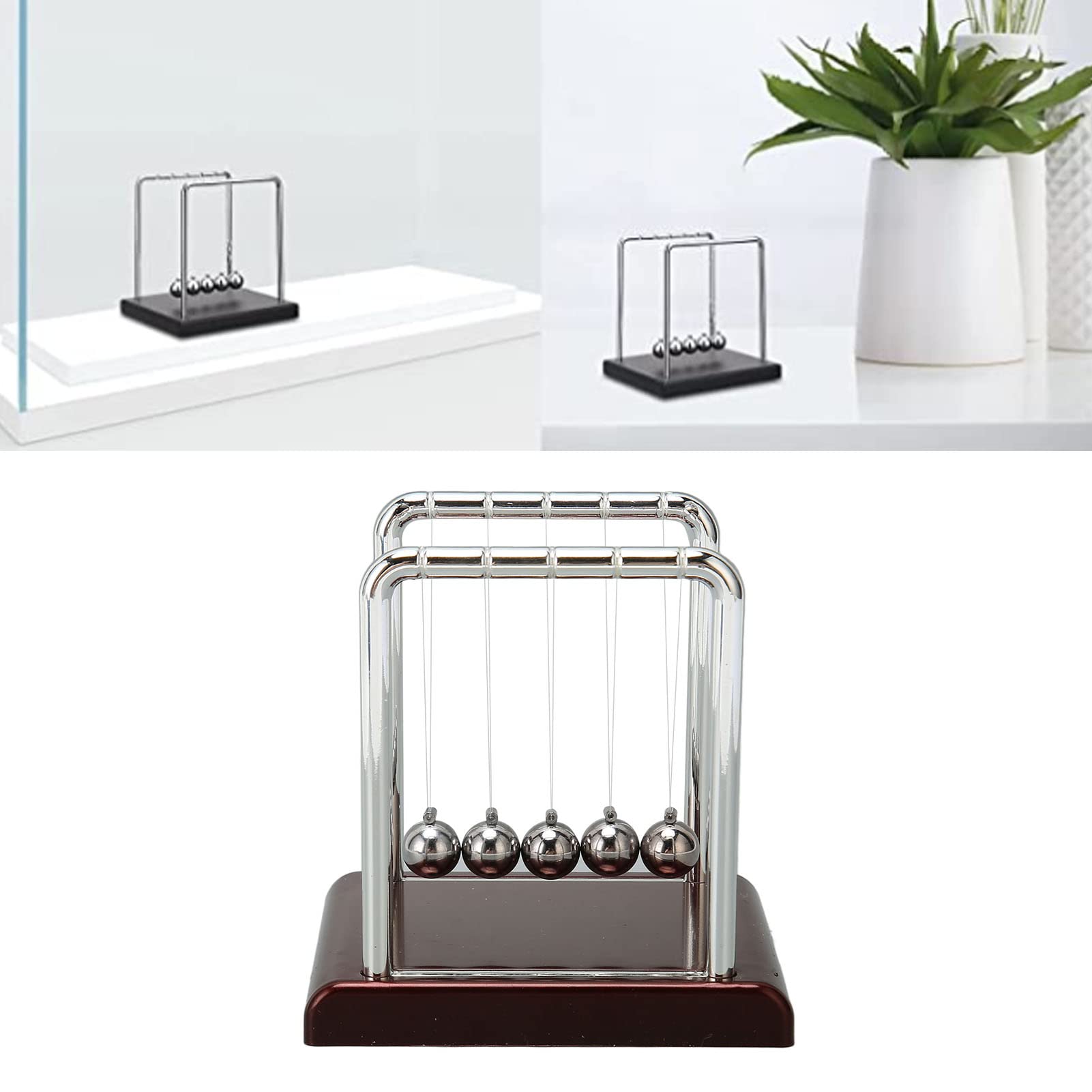 Bolas De Equilibrio De Péndulo De Newton - Decoración De Mesa En Color Rojo Vino