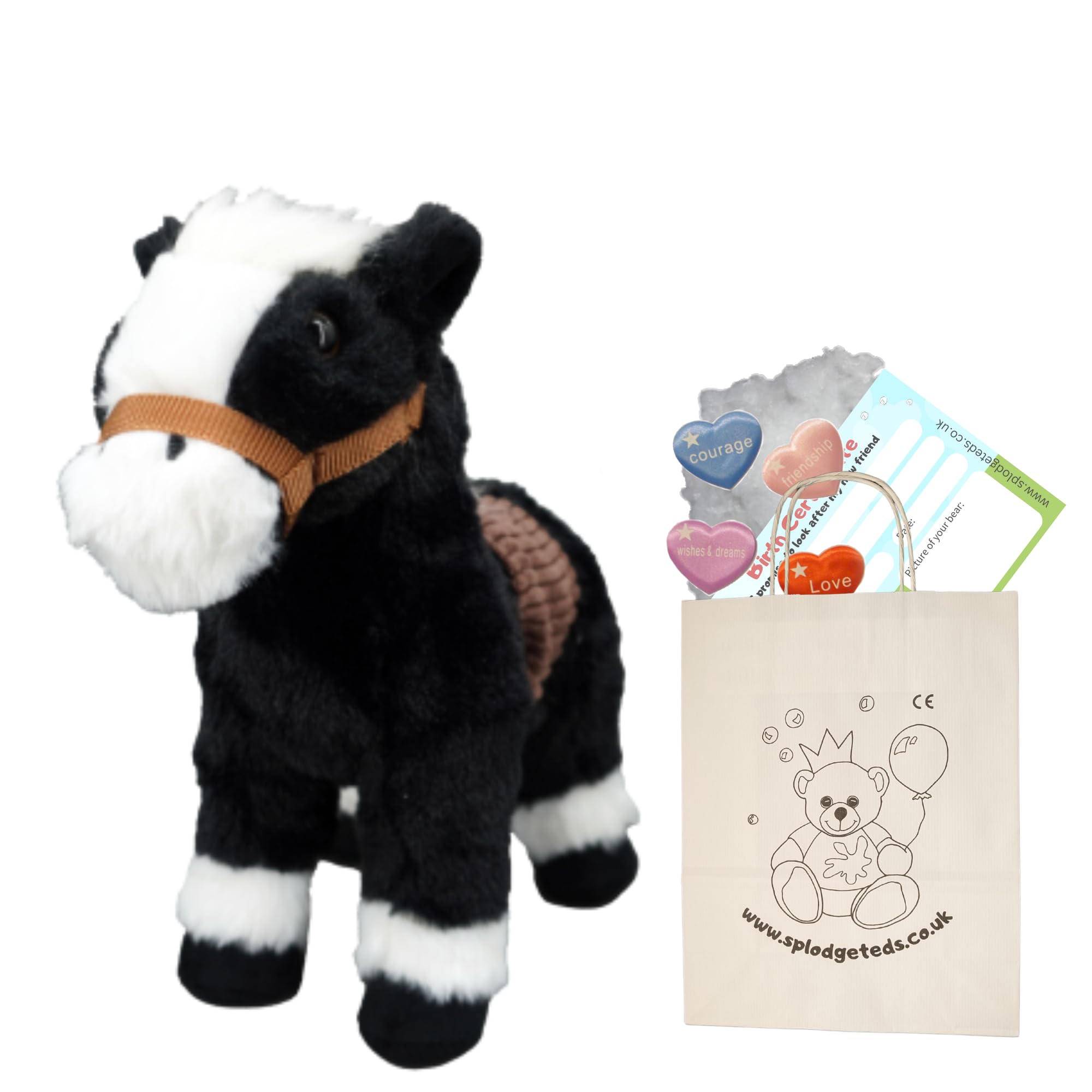 Black Horse Soft Plush Toy - 10 inch / 25cm - Make Build your own Teddy Bear Kit - no sew