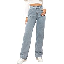 Baggy Jeans Women Straight Leg Denim Pants Ladies High Waist Wide Leg Trousers with Pockets Loose Fit Jeans Plus Size S-3XL