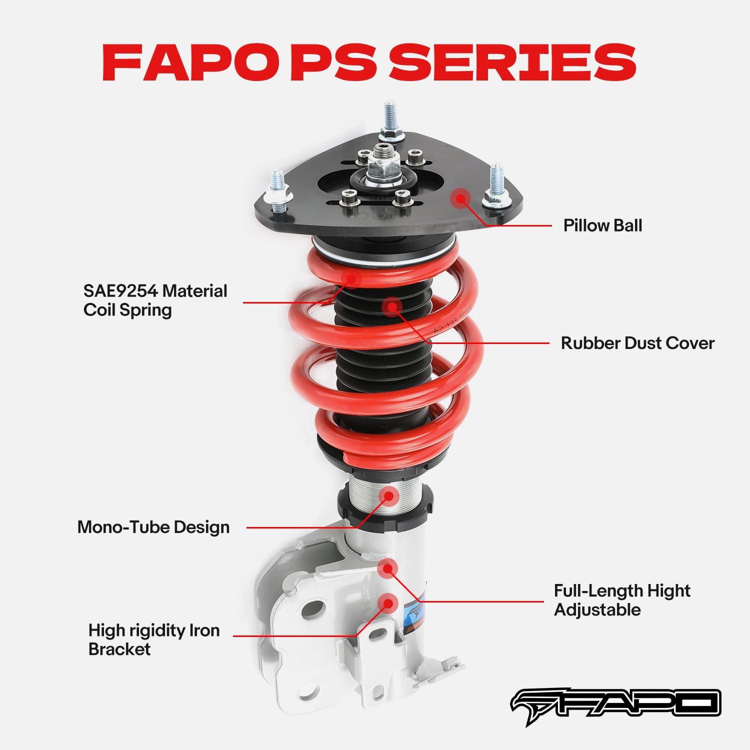 FAPO Adjustable Height Coilover for Scion FR-S 2013-2016, for Toyota 86/GT86/FT86 2012-2020, for Subaru BRZ 2012-2020 Suspension Lowering Kit Mono-Tube Shock Struts