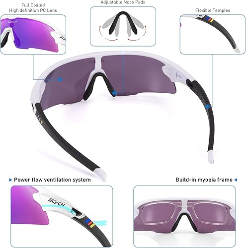 Miniatura 4 de Gafas de sol polarizadas de ciclismo deportivas para hombres y mujeres UV400 bicicleta MTB Mountain Bike Glass con 3 lentes