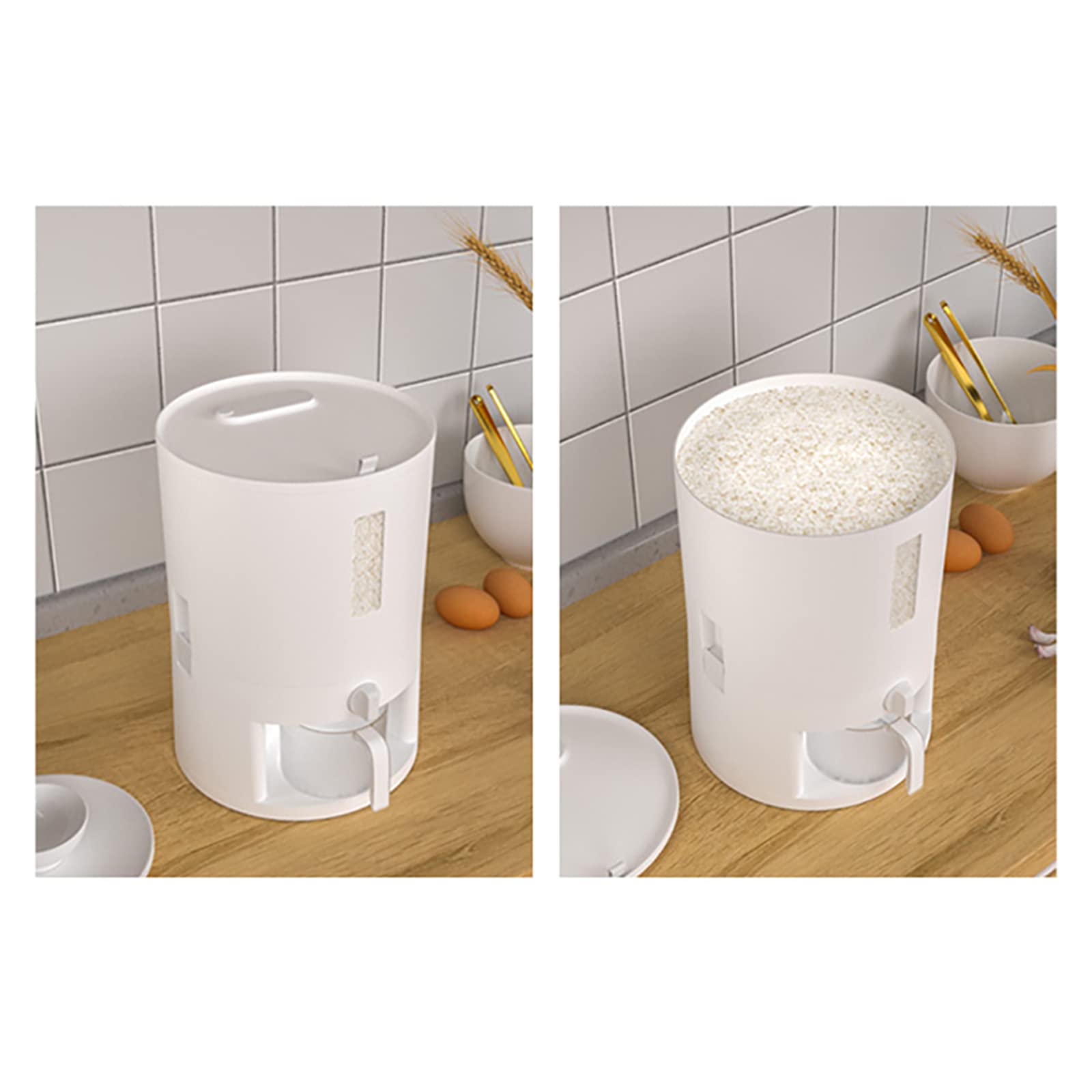 Reisspender Lebensmittelspender Müslispender Küche Luftdicht Behälter mit Deckel und Messbecher für Schwarzem Reis, Bohnen (20L)