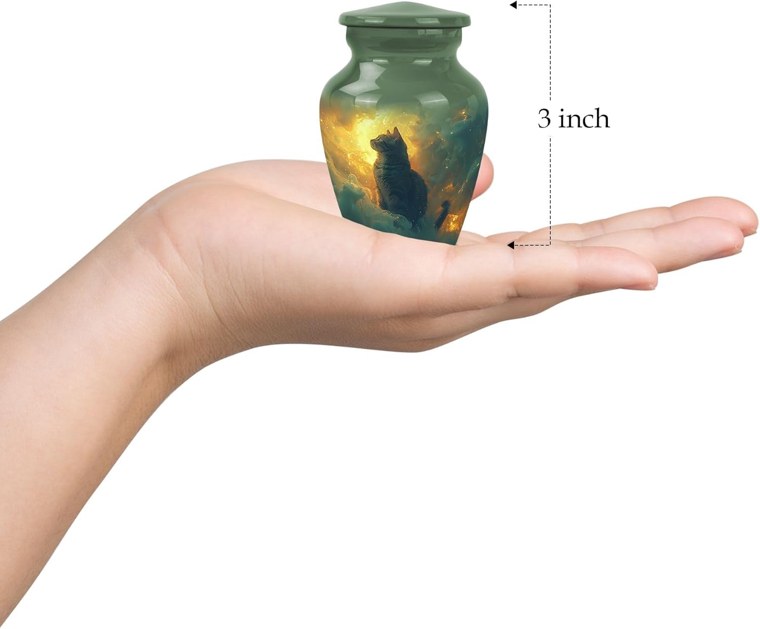 Whiskers Pet Urn Cat Urns for Ashes - Small Ashes Keepsake - Decorative Urns - Urns for Human Ashes Adult Male Dad - Funeral Ashes Urn - Cremation Urn for Adults (Size-3inch,1pcs)