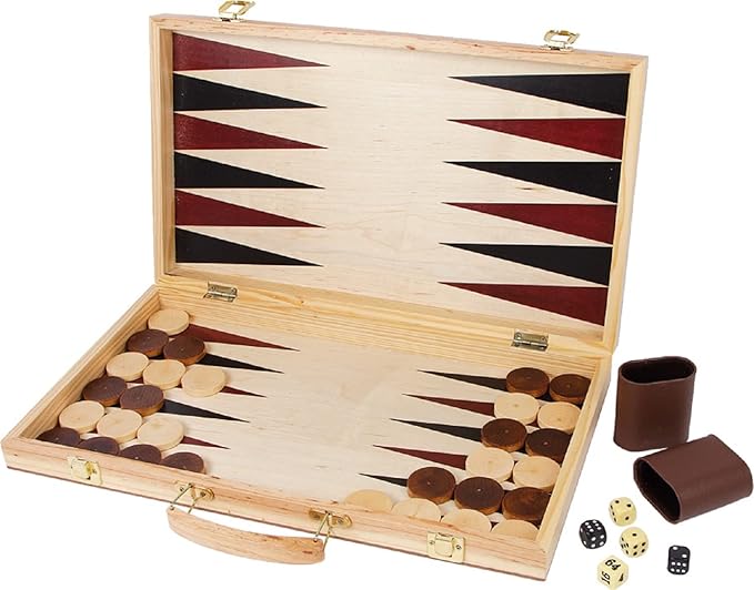Schachspiel und Backgammon Brettspiel aus Holz hochwertig mit Koffer 3