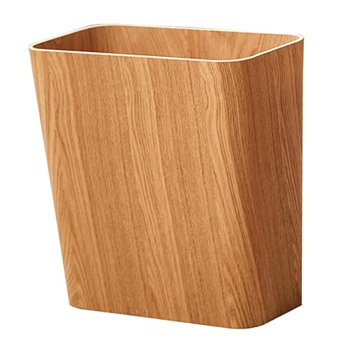 Angoily Cubo de basura delgado de madera para espacios estrechos, sin tapa, cesta de basura para baño, cocina japonesa, cubo de basura pequeño para
