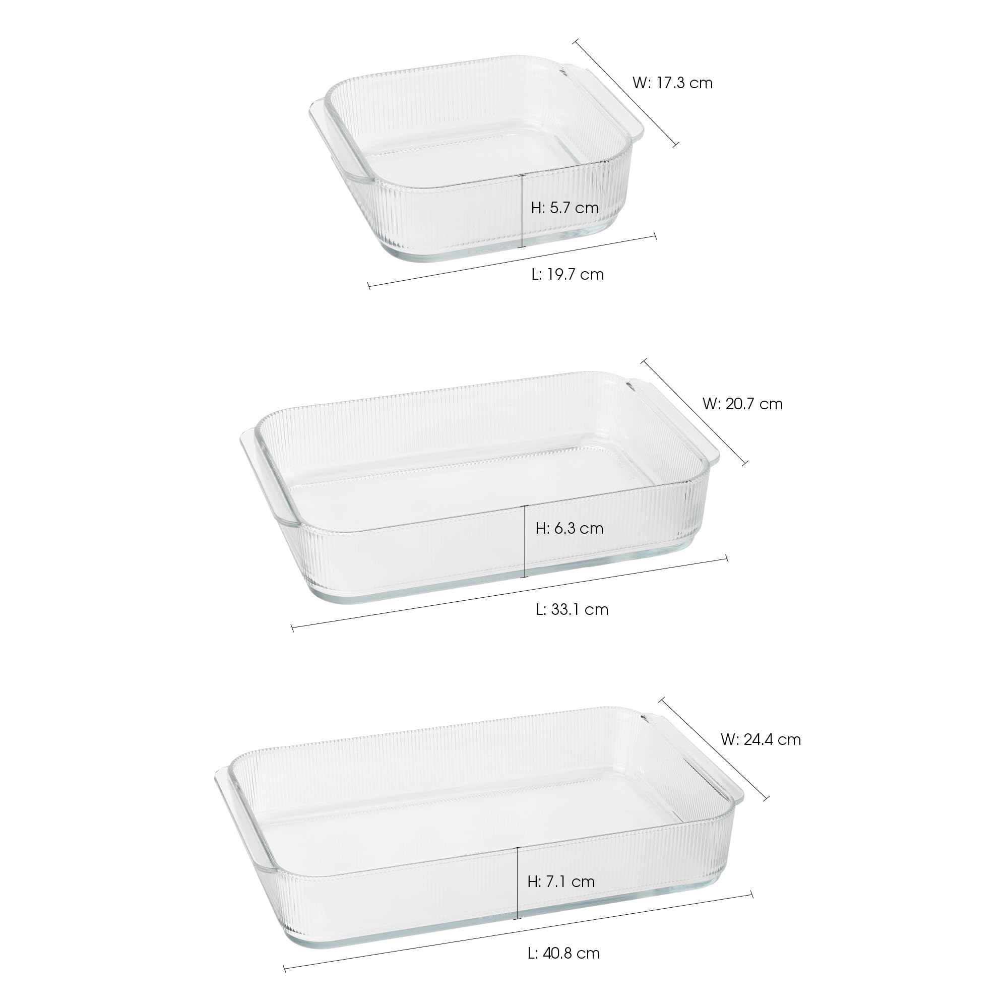 Stelton Pilastro - Pirofila in vetro scanalato, per lasagne, gratin, pasticcini, trasparente, lavabile in lavastoviglie, L 33,1 cm